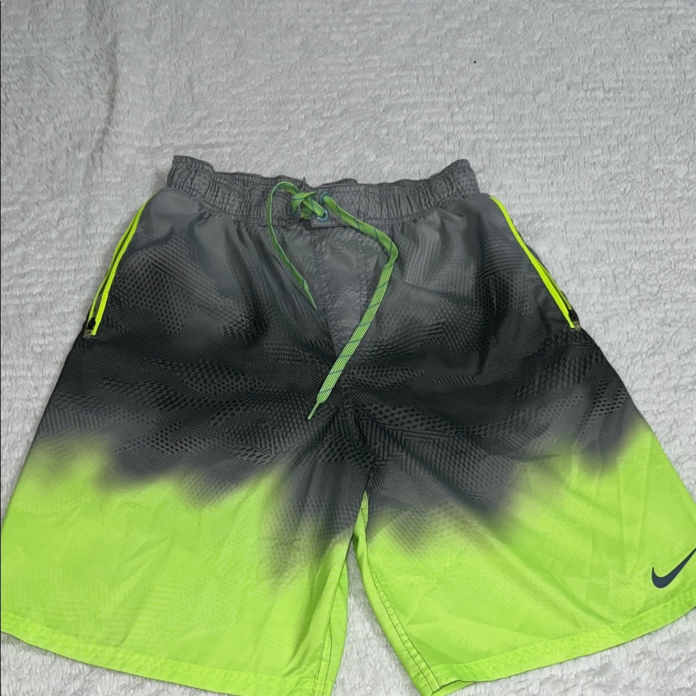 Nike Lime Green and Black Gradient Shorts